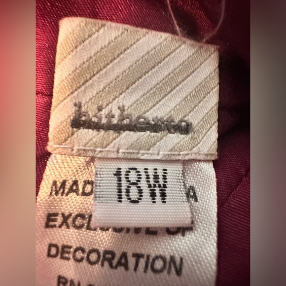 EUC Burgundy Tulle & Inside Lining Formal Dress Top Neck Tie Size 18 W - Picture 7 of 16